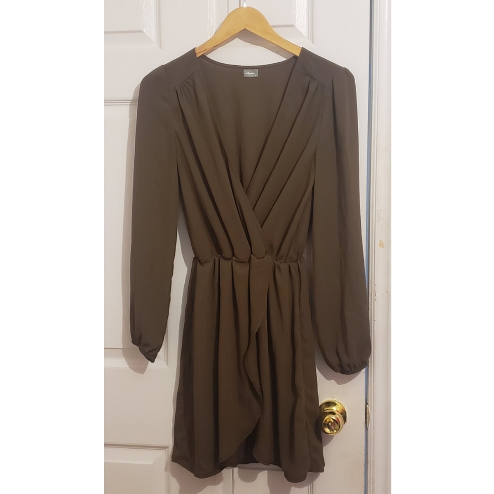 Olive green wrap dress